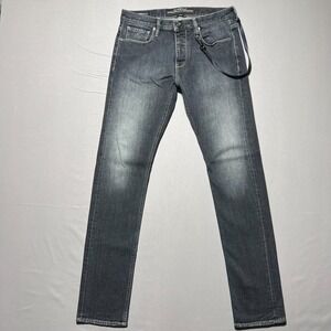 Emporio Armani Men's Dark Gray Mid Rise Slim-Fit Button Fly Skinny Jeans Size 29